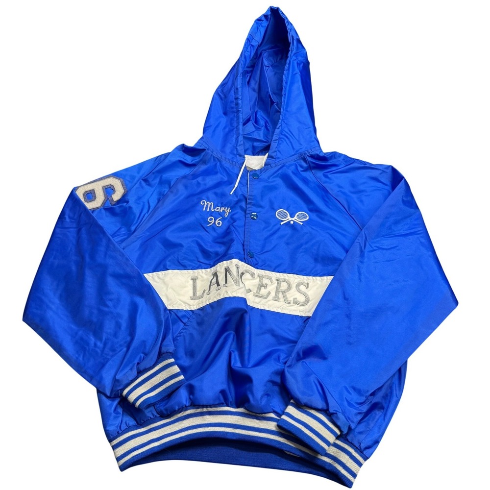 Vintage Lancers Tennis Windbreaker Mens XL Blue Pullover Hooded Jacket